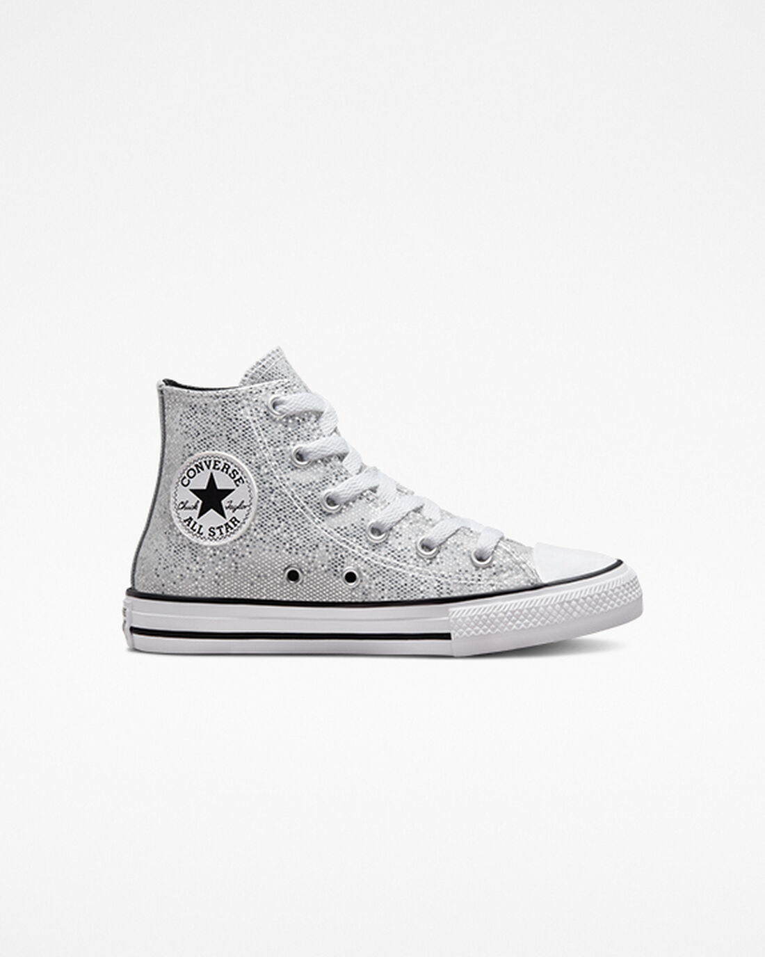 Girls\' Converse Chuck Taylor All Star Glitter High Top Sneakers Silver/Grey/Black | Australia-25706