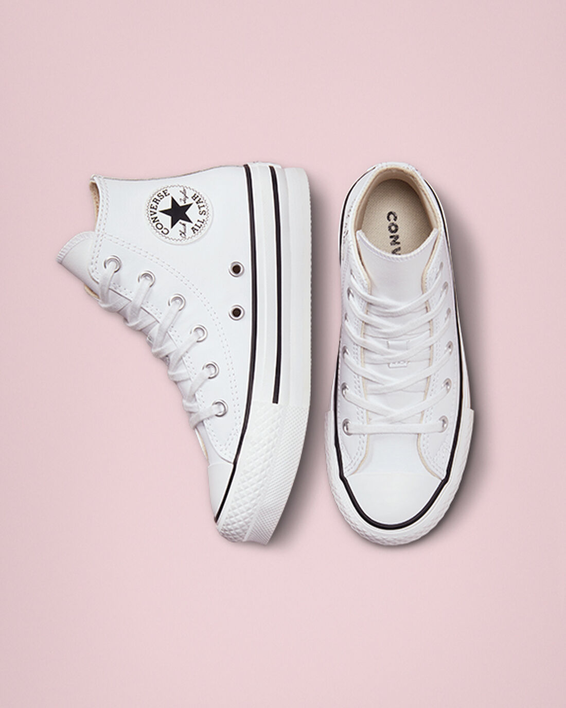 Girls' Converse Chuck Taylor All Star Lift Platform High Top Sneakers White/Beige White/Black | Australia-39451