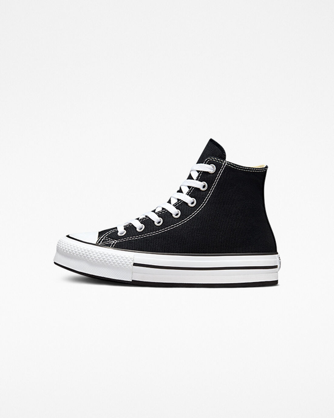 Girls' Converse Chuck Taylor All Star Lift High Top Sneakers Black/White/Black | Australia-43590