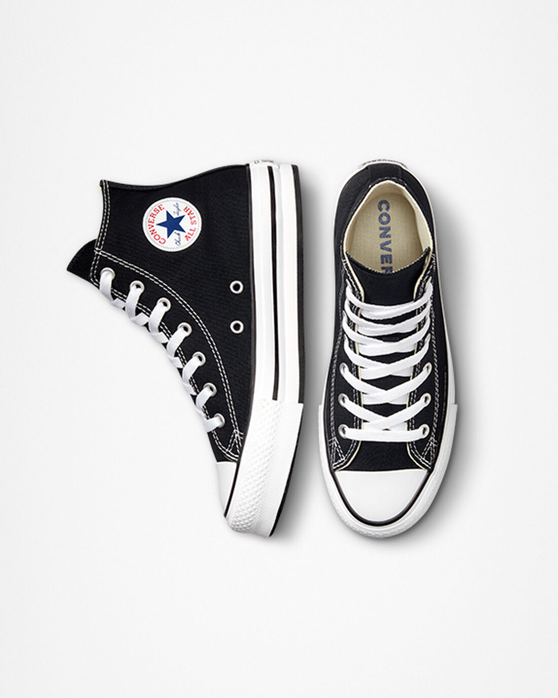 Girls' Converse Chuck Taylor All Star Lift High Top Sneakers Black/White/Black | Australia-43590