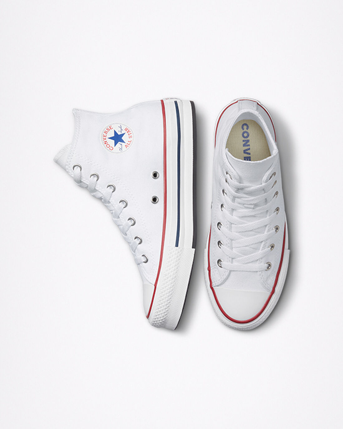 Girls' Converse Chuck Taylor All Star Lift High Top Shoes White/Dark Red/Navy | Australia-69853