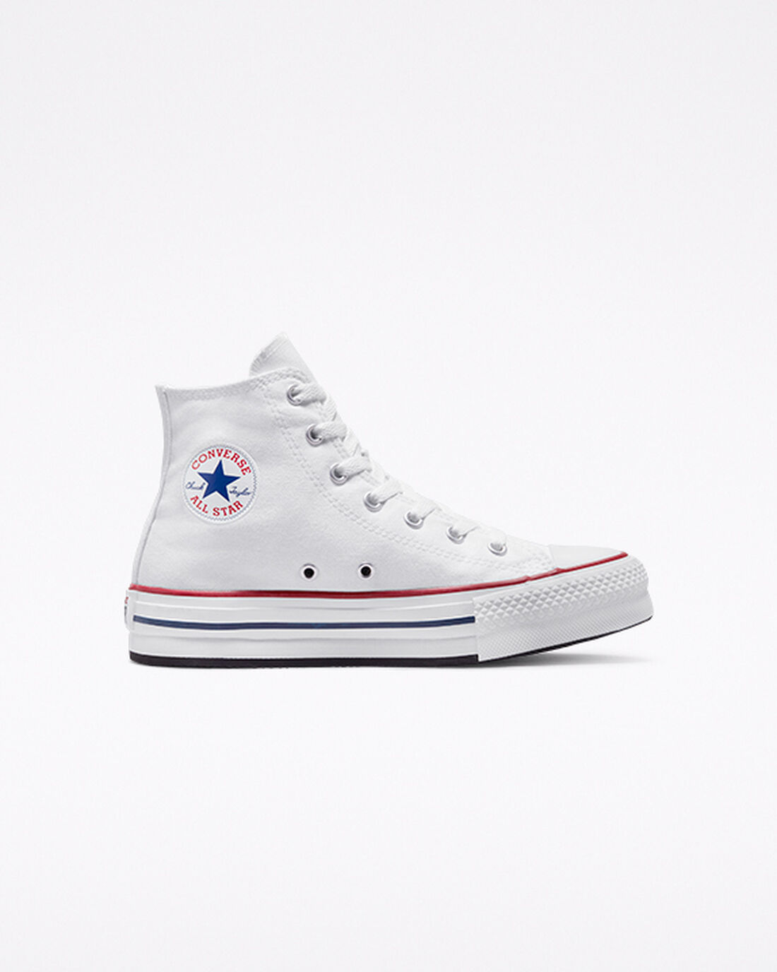 Girls\' Converse Chuck Taylor All Star Lift High Top Shoes White/Dark Red/Navy | Australia-69853