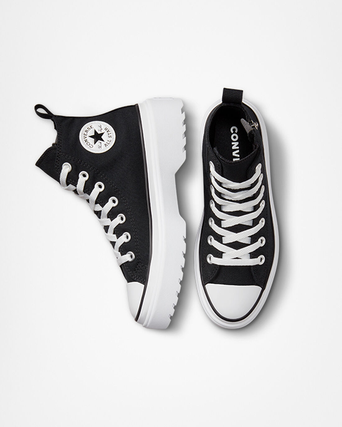 Girls' Converse Chuck Taylor All Star Lugged Lift High Top Sneakers Black/White | Australia-01236