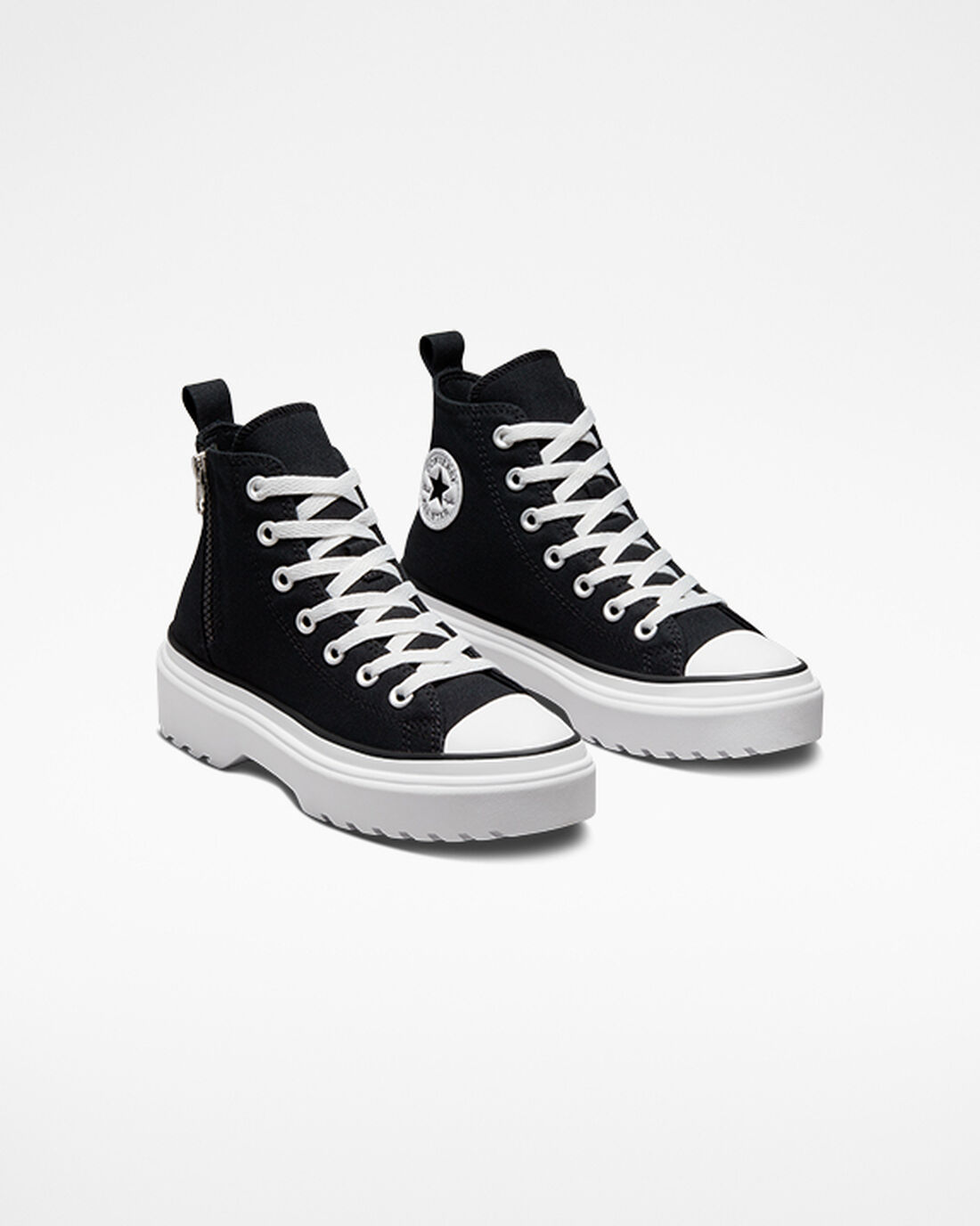 Girls' Converse Chuck Taylor All Star Lugged Lift High Top Sneakers Black/White | Australia-01236