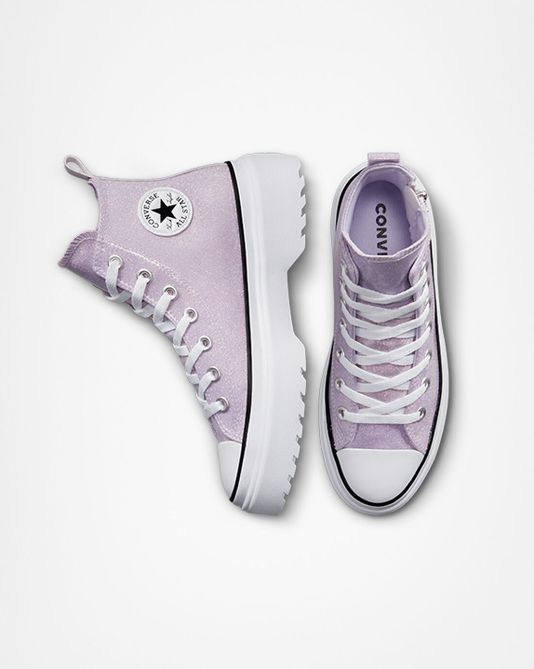 Girls' Converse Chuck Taylor All Star Lugged Lift High Top Sneakers Purple/White/Black | Australia-04379