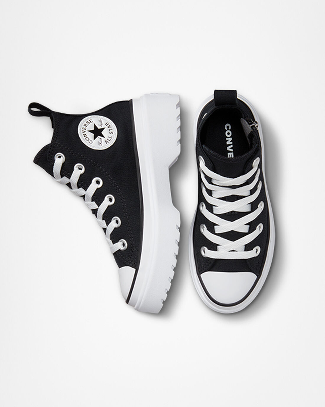 Girls' Converse Chuck Taylor All Star Lugged Lift High Top Sneakers Black/White | Australia-21675