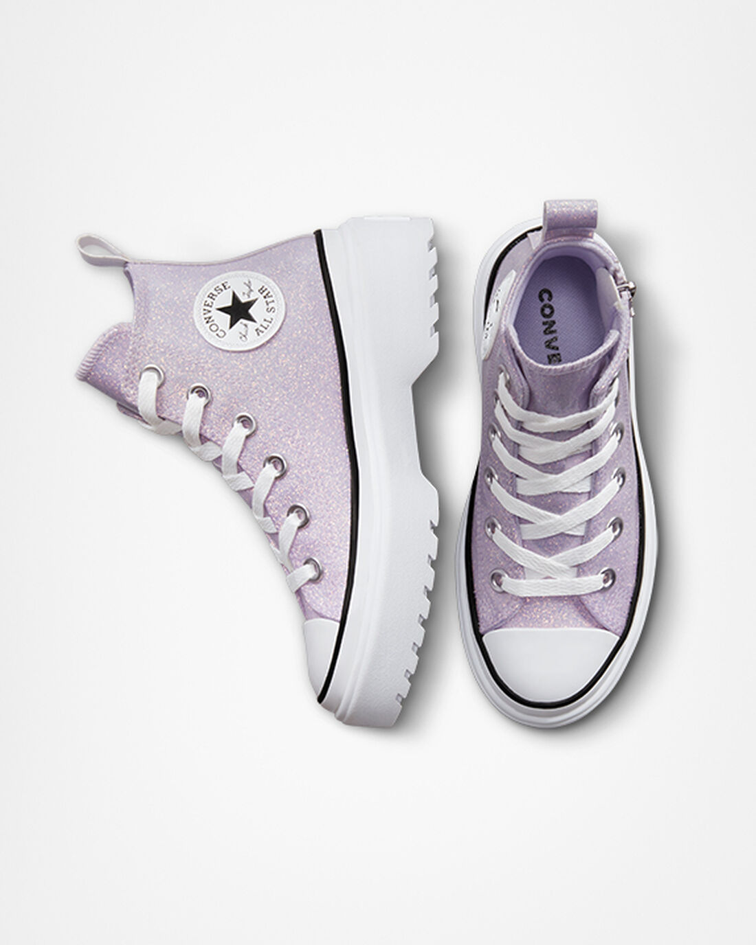 Girls' Converse Chuck Taylor All Star Lugged Lift High Top Sneakers Purple/White/Black | Australia-31976