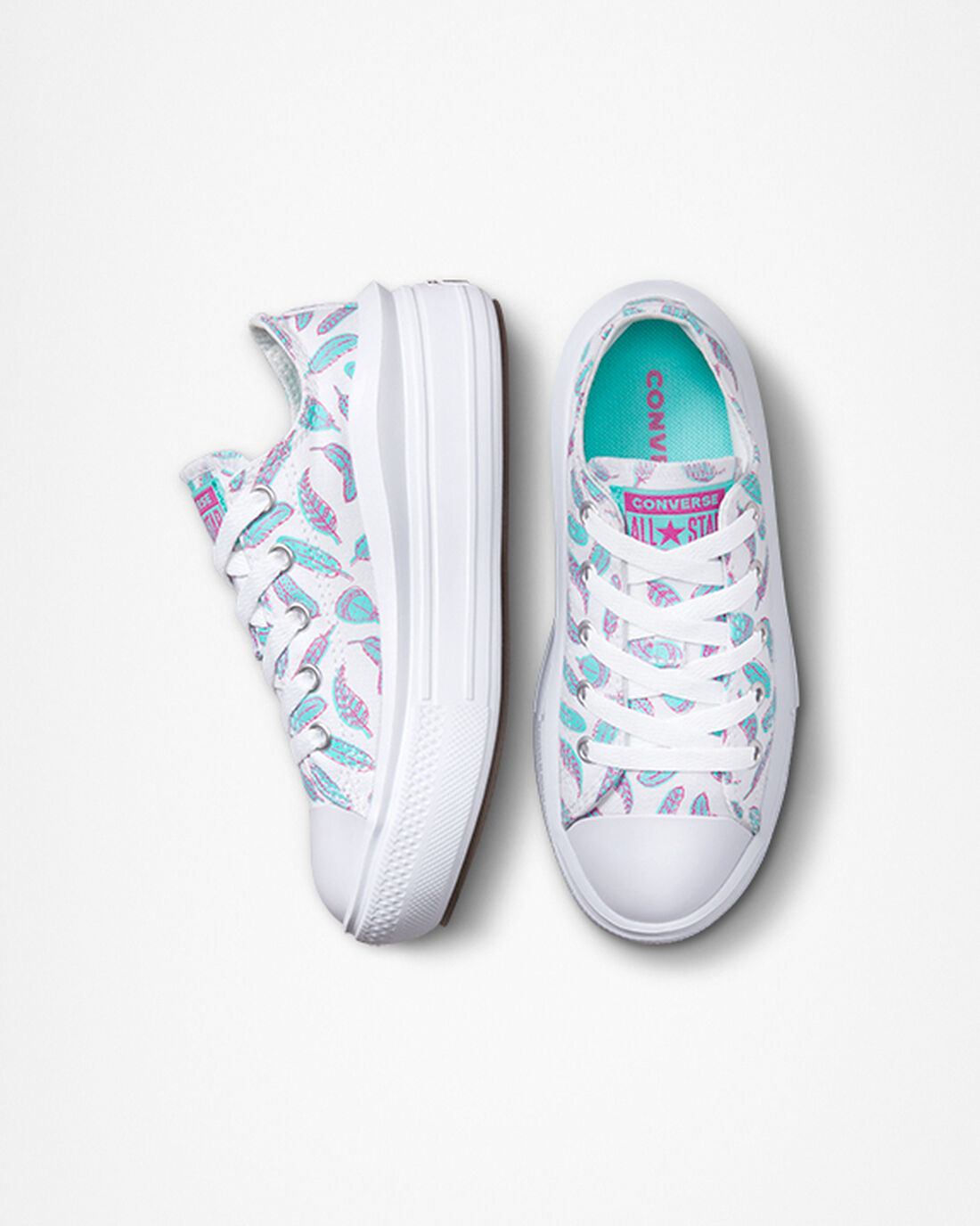 Girls' Converse Chuck Taylor All Star Move Sneakers White/Light Turquoise | Australia-04127