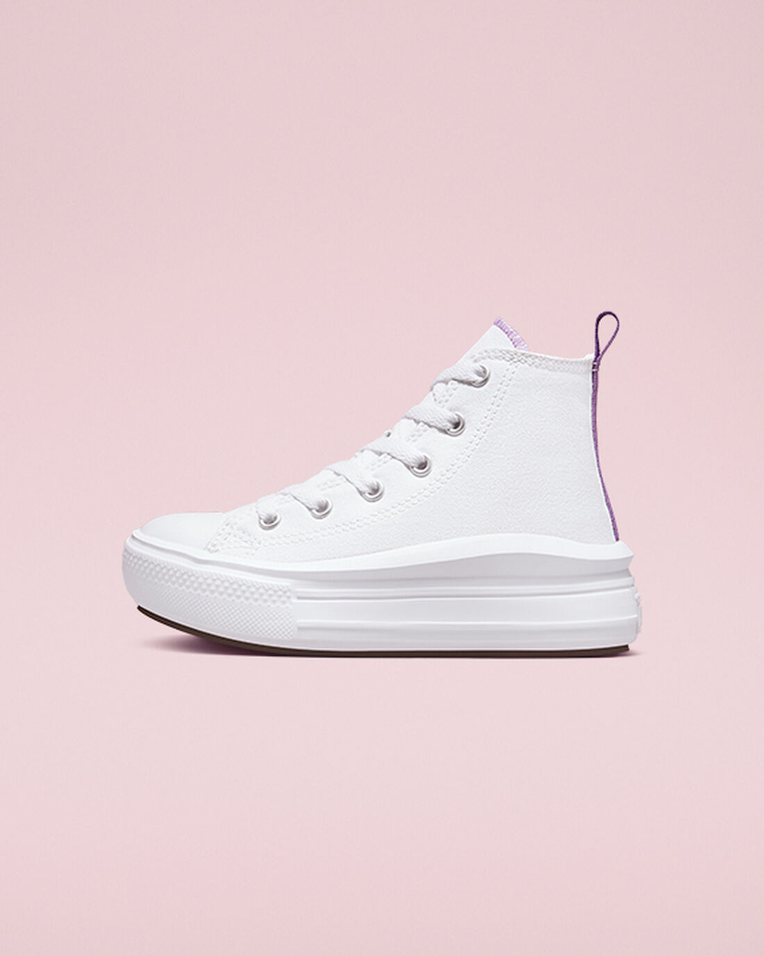 Girls' Converse Chuck Taylor All Star Move High Top Sneakers White/Purple/White | Australia-09283