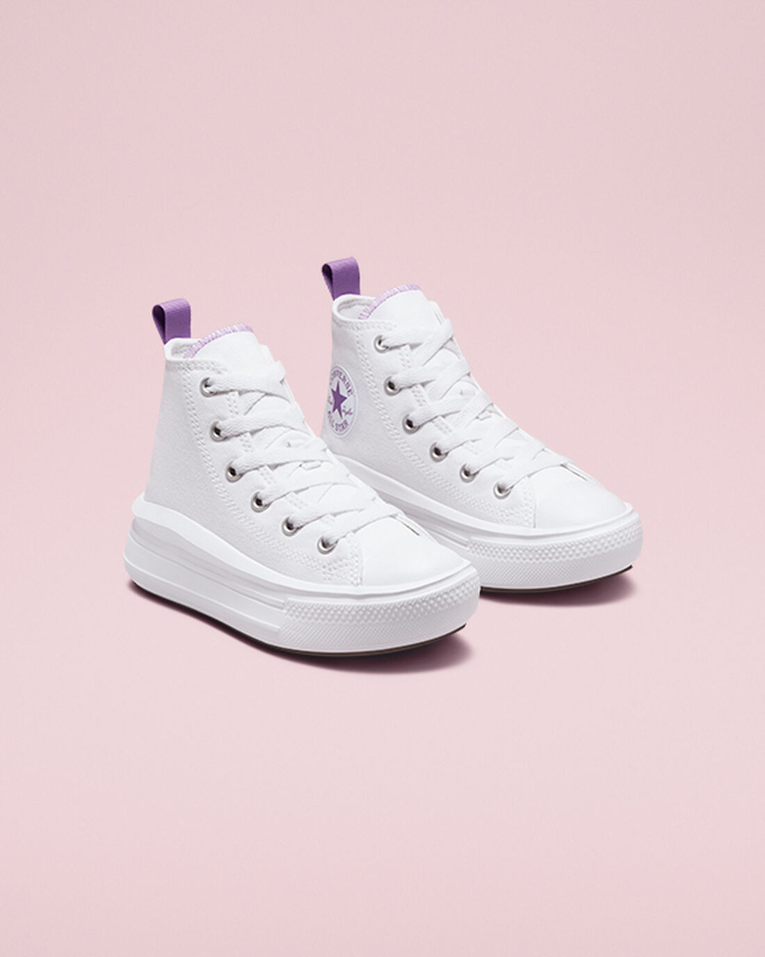 Girls' Converse Chuck Taylor All Star Move High Top Sneakers White/Purple/White | Australia-09283