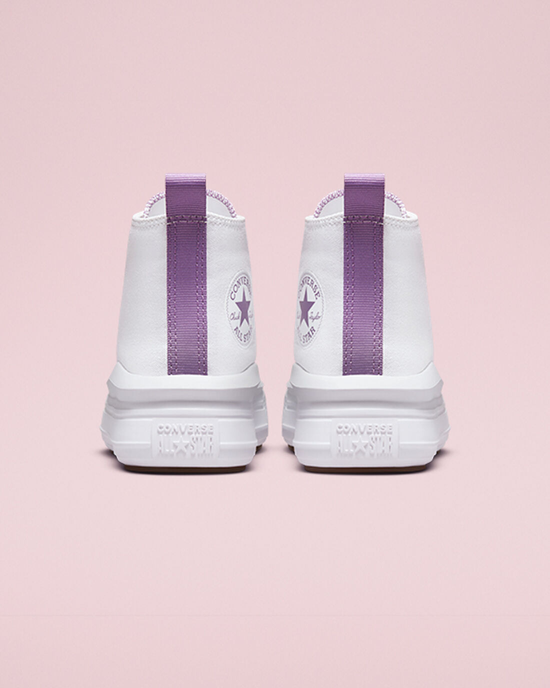 Girls' Converse Chuck Taylor All Star Move High Top Sneakers White/Purple/White | Australia-09283