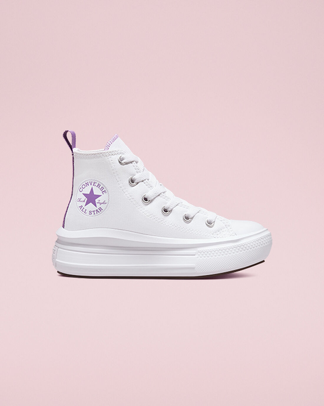 Girls\' Converse Chuck Taylor All Star Move High Top Sneakers White/Purple/White | Australia-09283