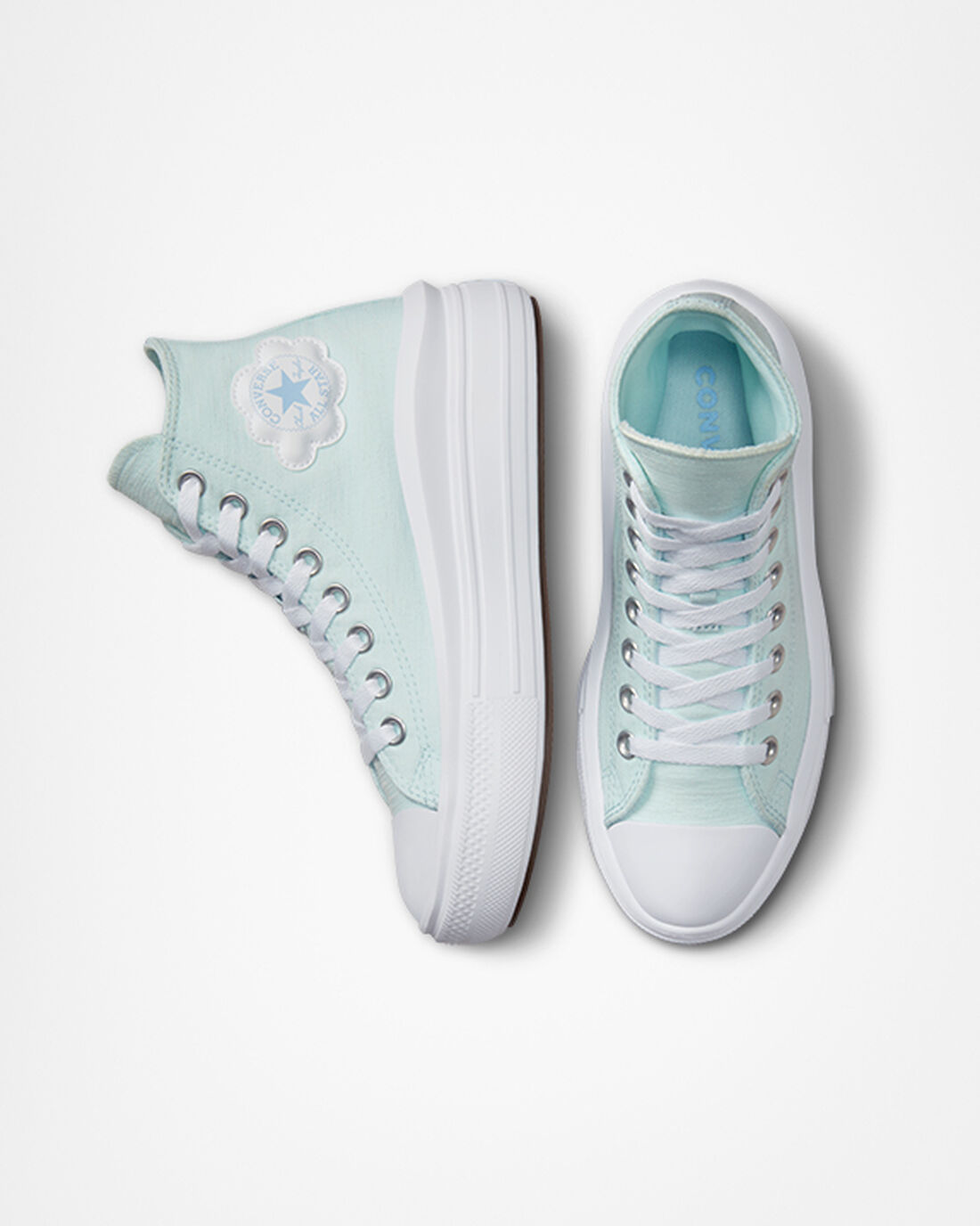 Girls' Converse Chuck Taylor All Star Move High Top Shoes Blue | Australia-28036