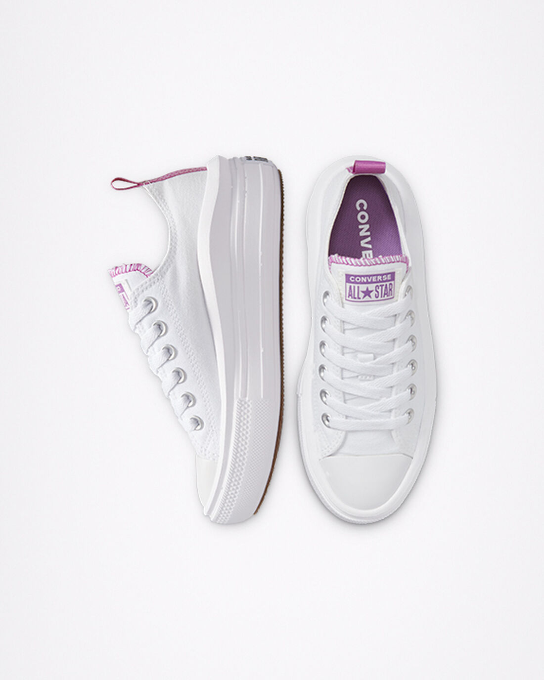 Girls' Converse Chuck Taylor All Star Move Sneakers White/Purple/White | Australia-34987