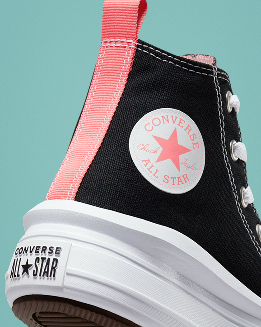 Girls' Converse Chuck Taylor All Star Move High Top Sneakers Black/Pink/White | Australia-36051