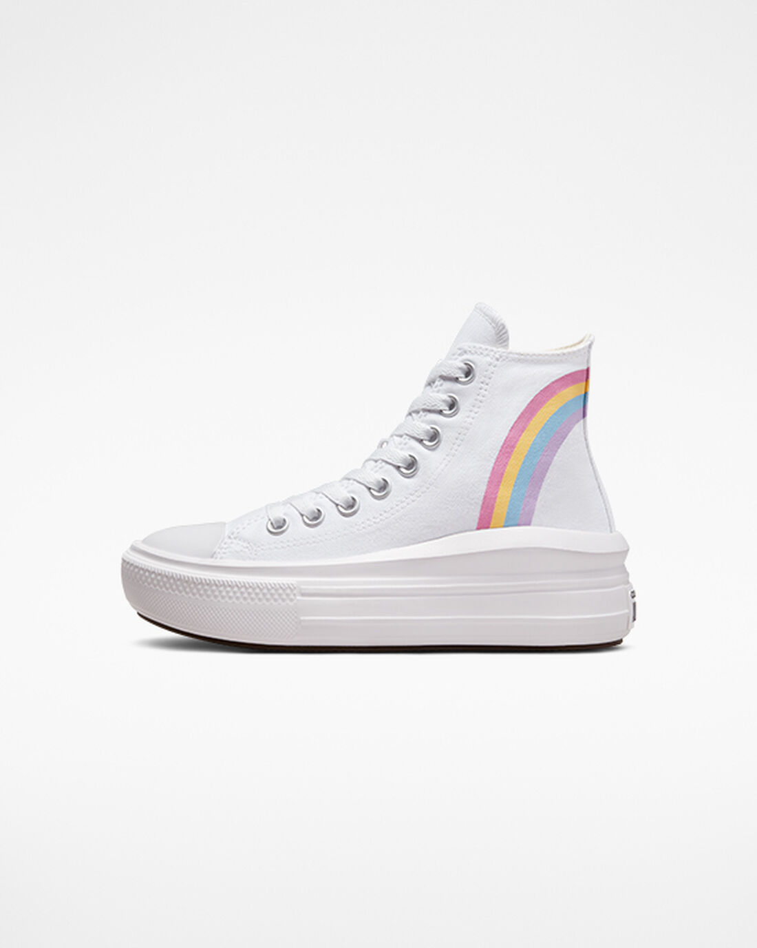 Girls' Converse Chuck Taylor All Star Move High Top Sneakers White/Blue/Pink | Australia-79631