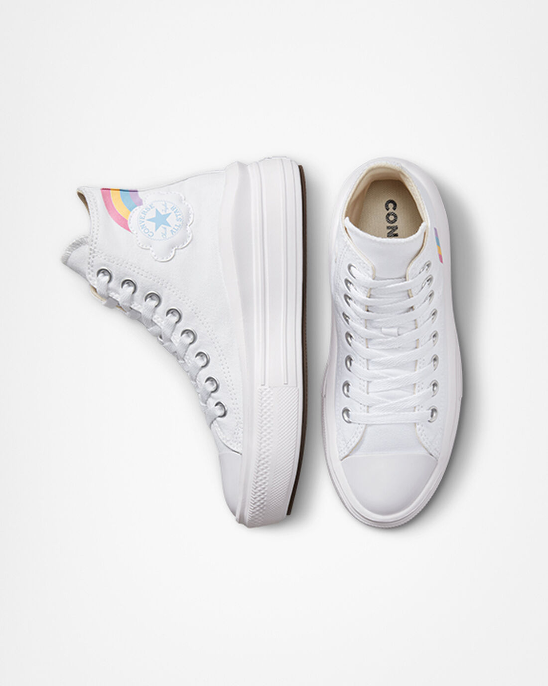 Girls' Converse Chuck Taylor All Star Move High Top Sneakers White/Blue/Pink | Australia-79631