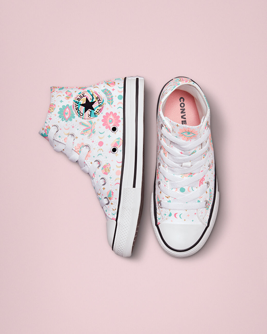 Girls' Converse Chuck Taylor All Star Mystic Gems High Top Sneakers White/Pink/Coral | Australia-19406