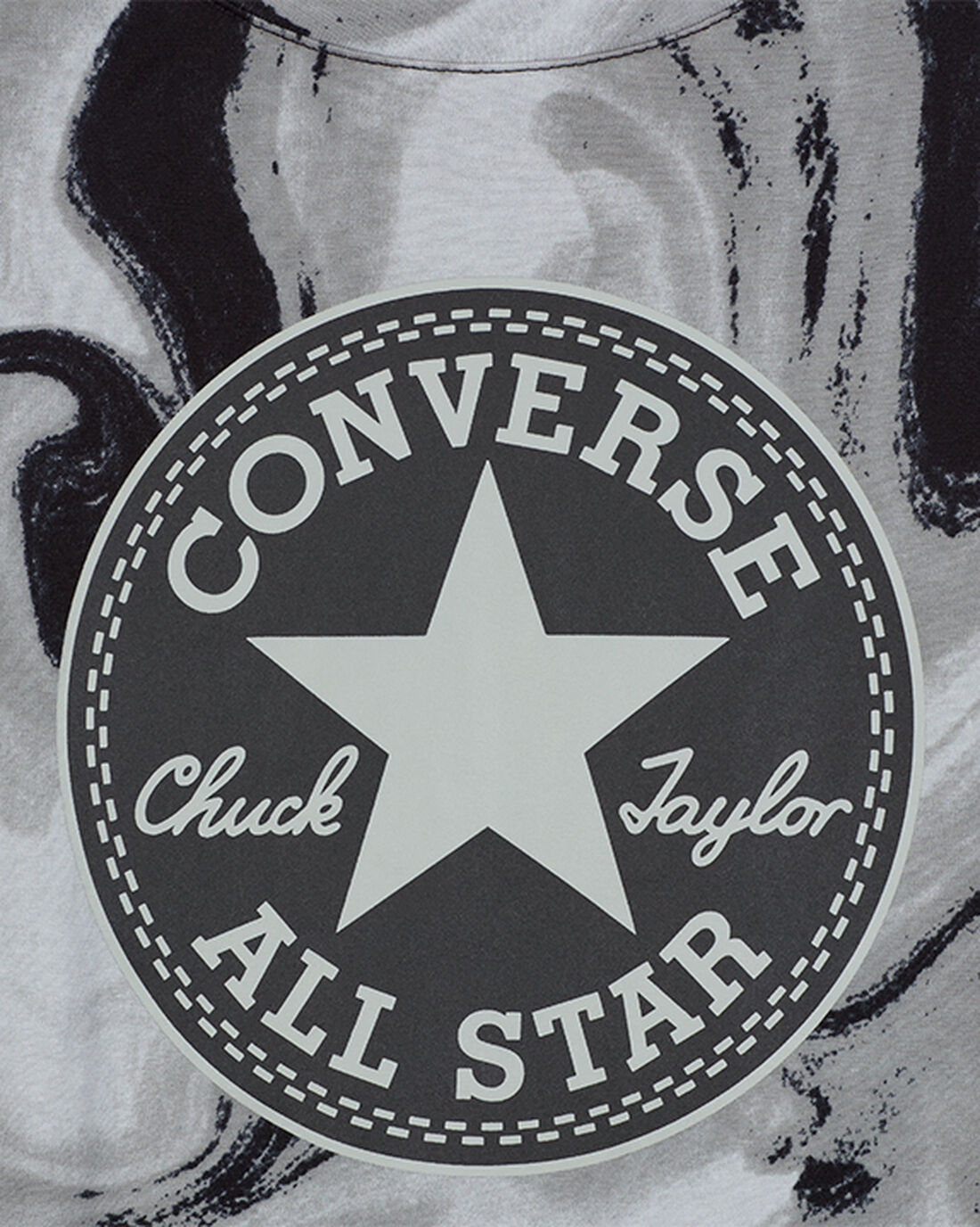 Girls' Converse Dye Printed Chuck Taylor Patch Boxy T-Shirts Black | Australia-17538