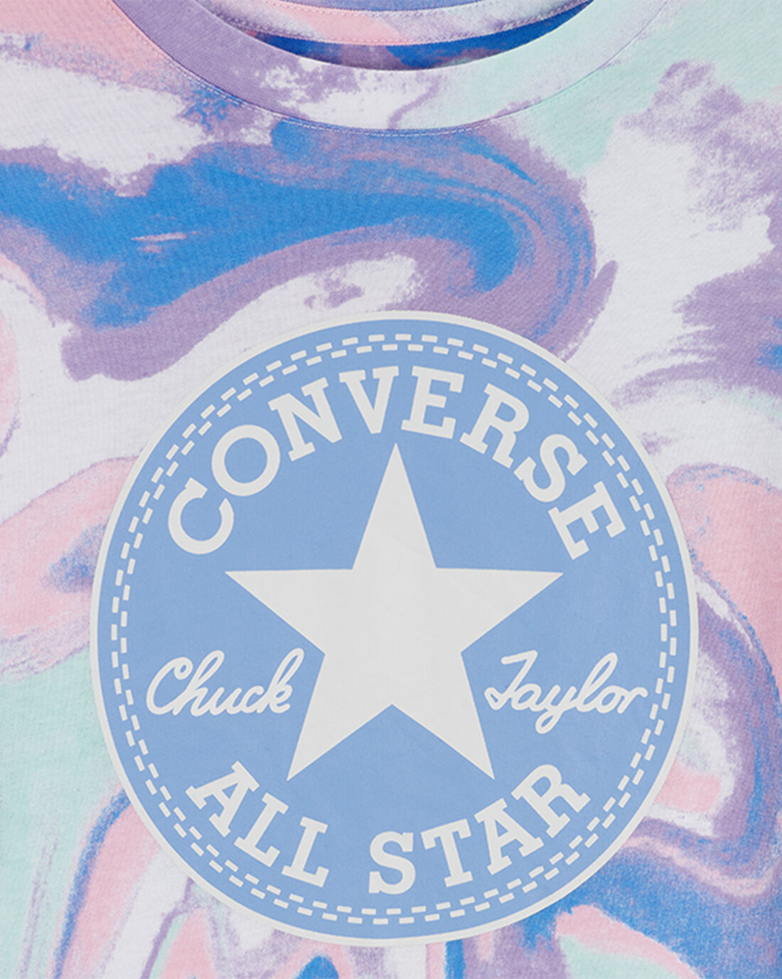 Girls' Converse Dye Printed Chuck Taylor Patch Boxy T-Shirts Royal | Australia-95621