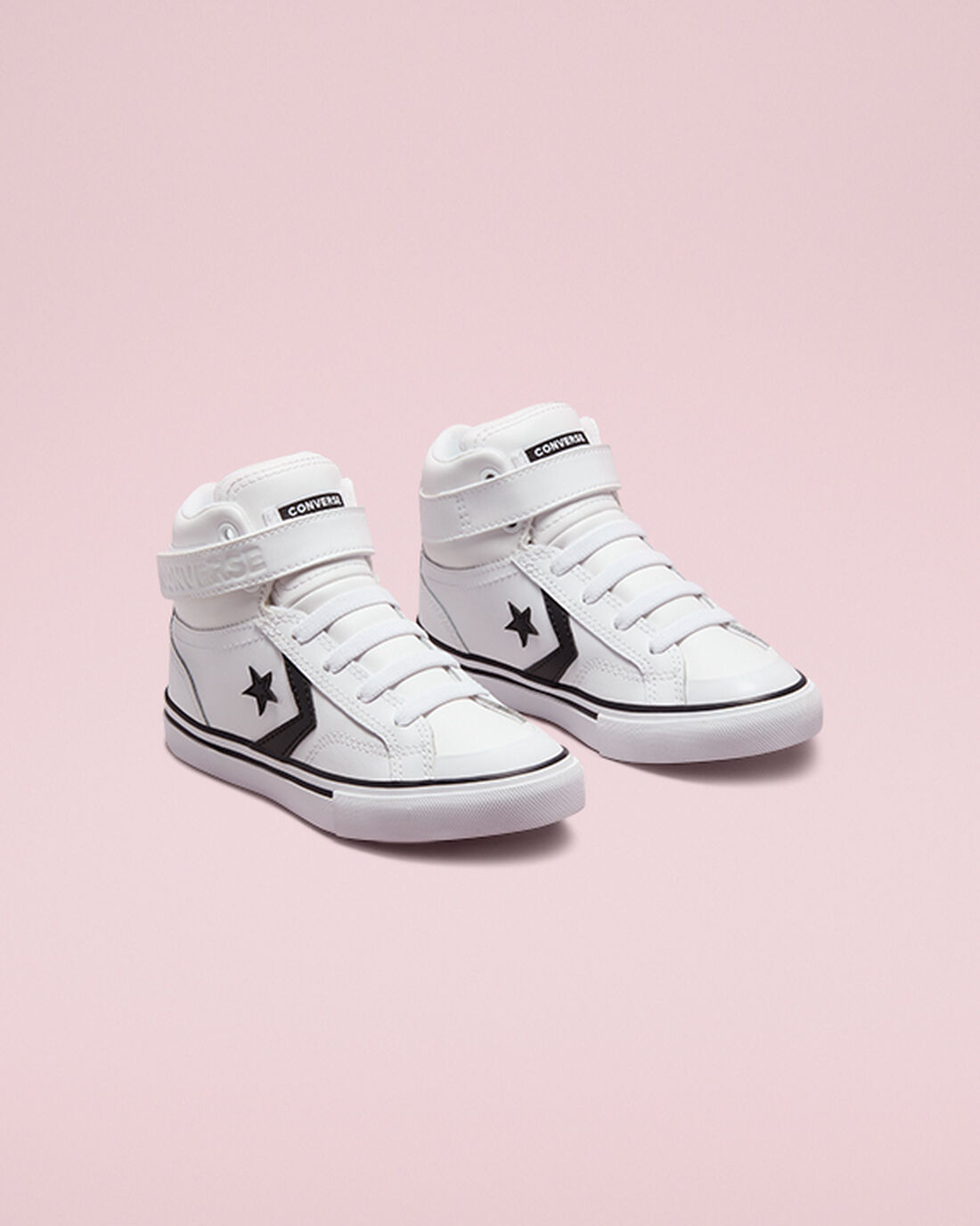 Girls' Converse Pro Blaze Strap Leather High Top Sneakers White/Black/White | Australia-23594