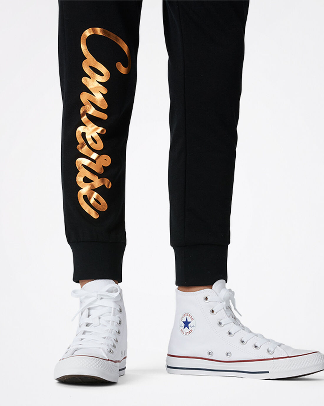 Girls' Converse Shiny Wordmark Jogger Pants Black | Australia-32198