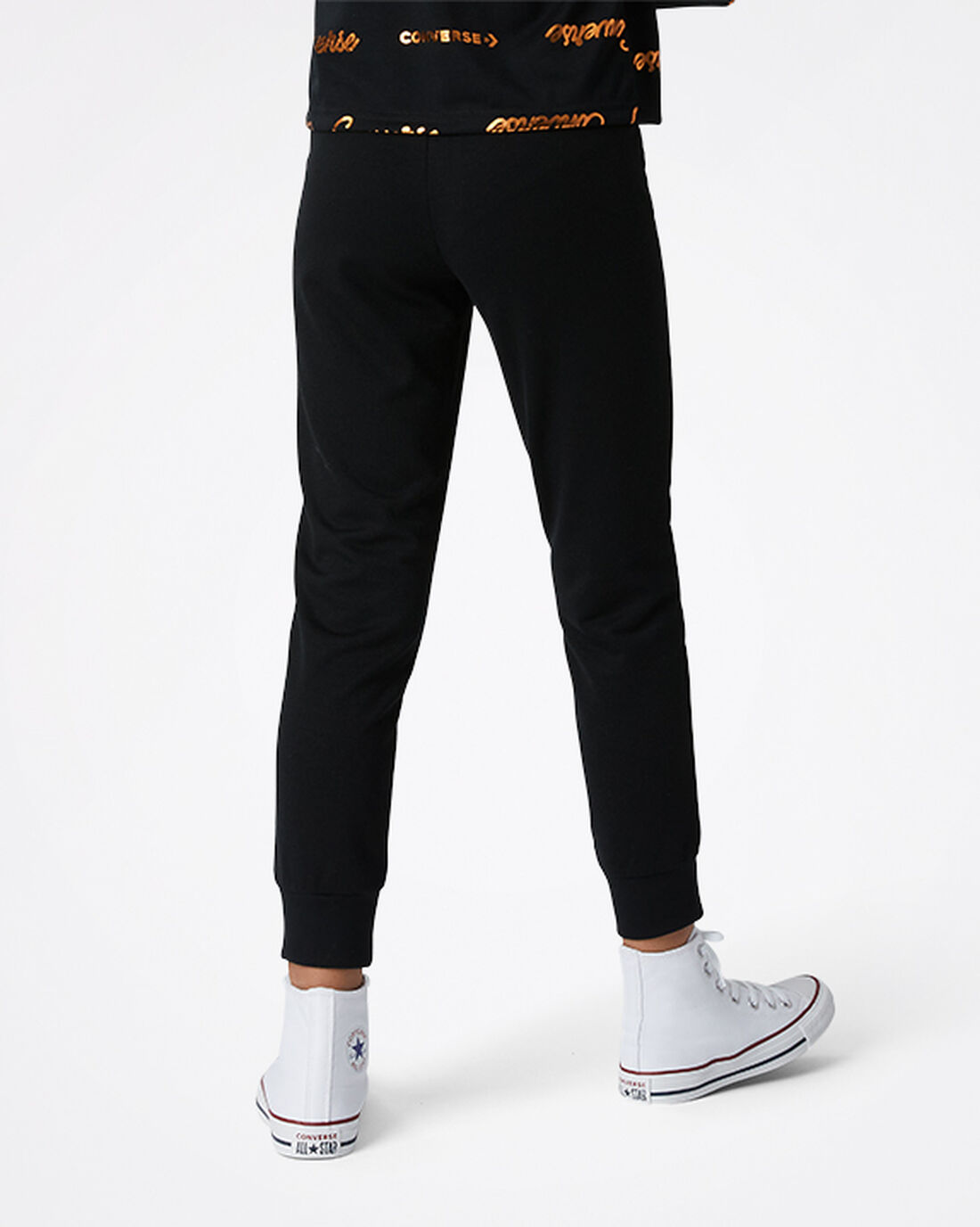 Girls' Converse Shiny Wordmark Jogger Pants Black | Australia-32198