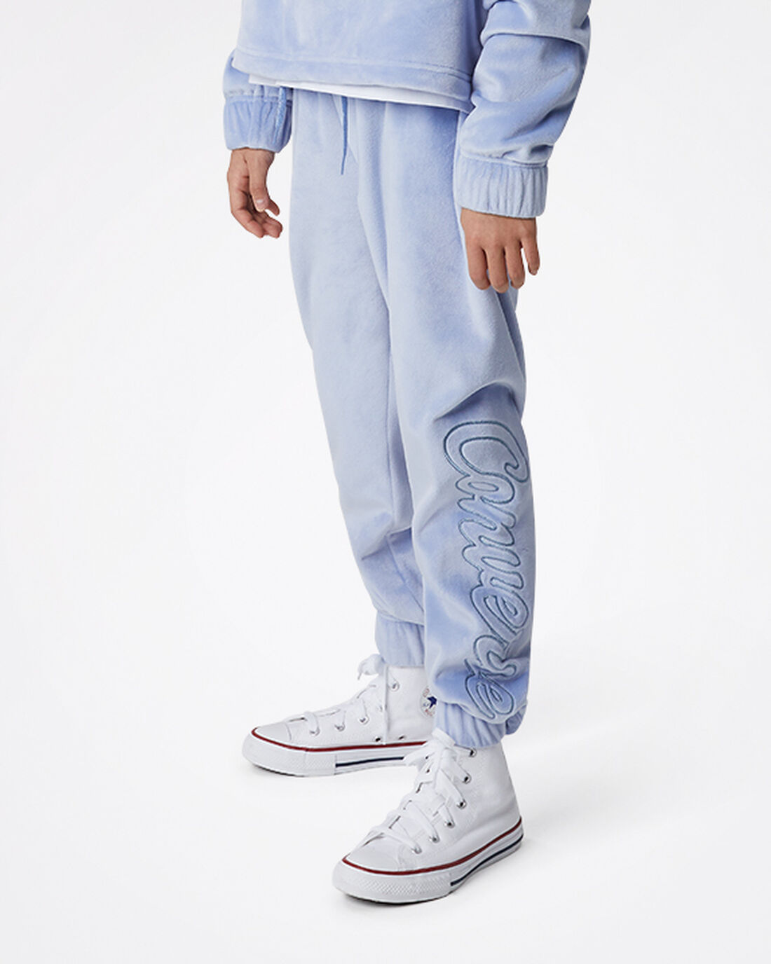 Girls' Converse Velour Jogger Pants Blue | Australia-76914