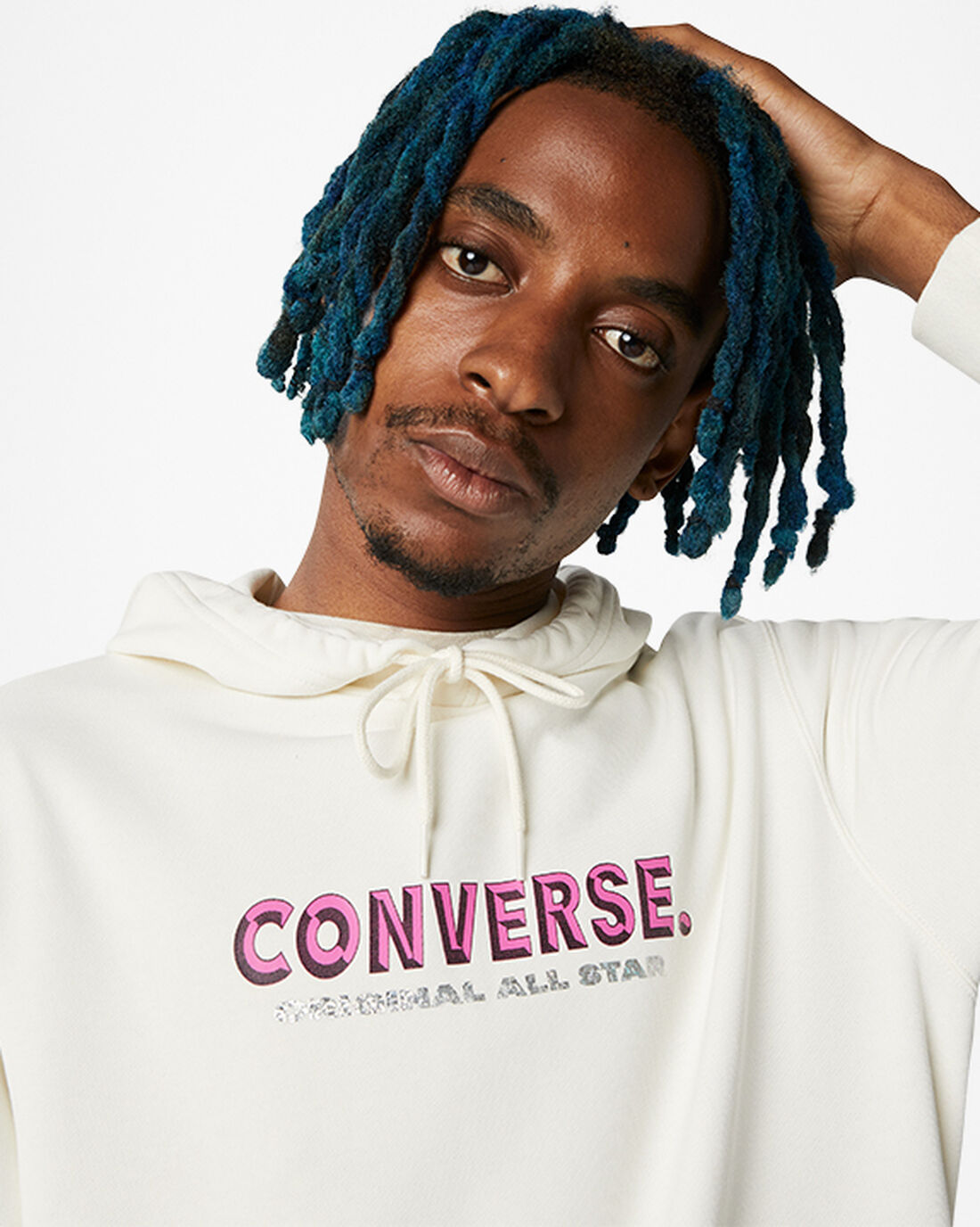 Men's Converse Bold Word Pullover Hoodies Beige | Australia-52870