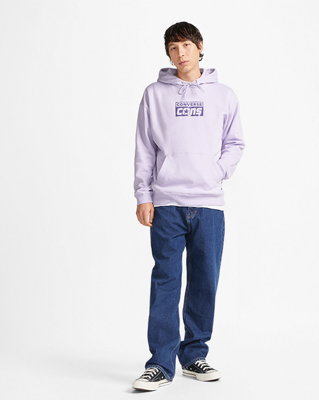 Men's Converse CONS Fleece Pullover Hoodies Purple | Australia-14375