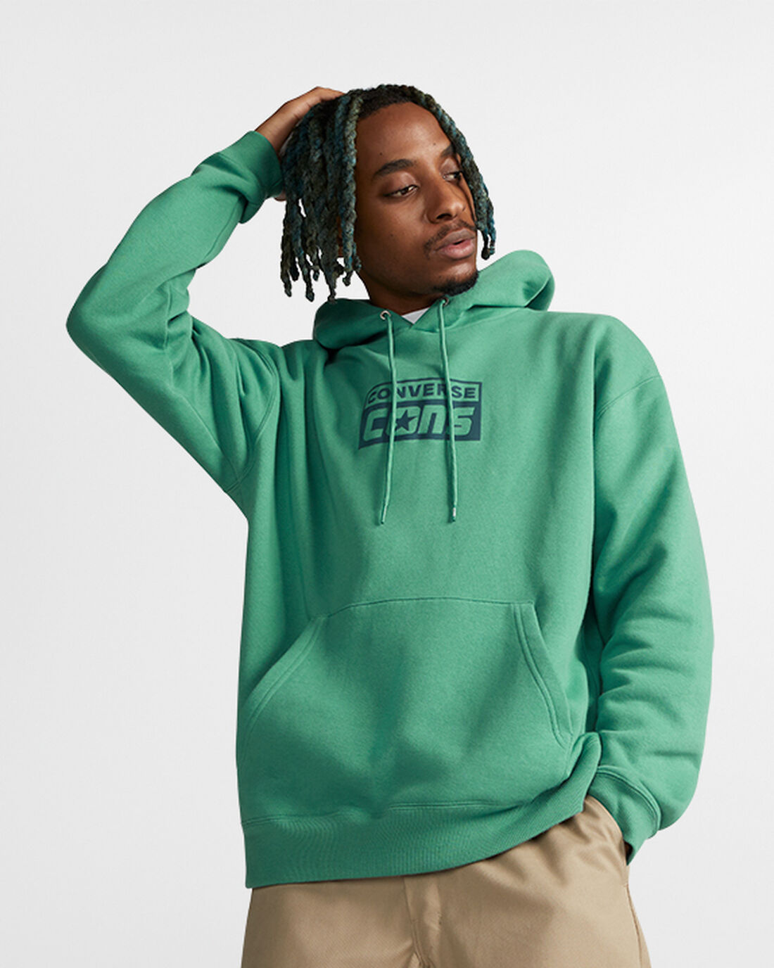 Men\'s Converse CONS Fleece Pullover Hoodies Green | Australia-42519