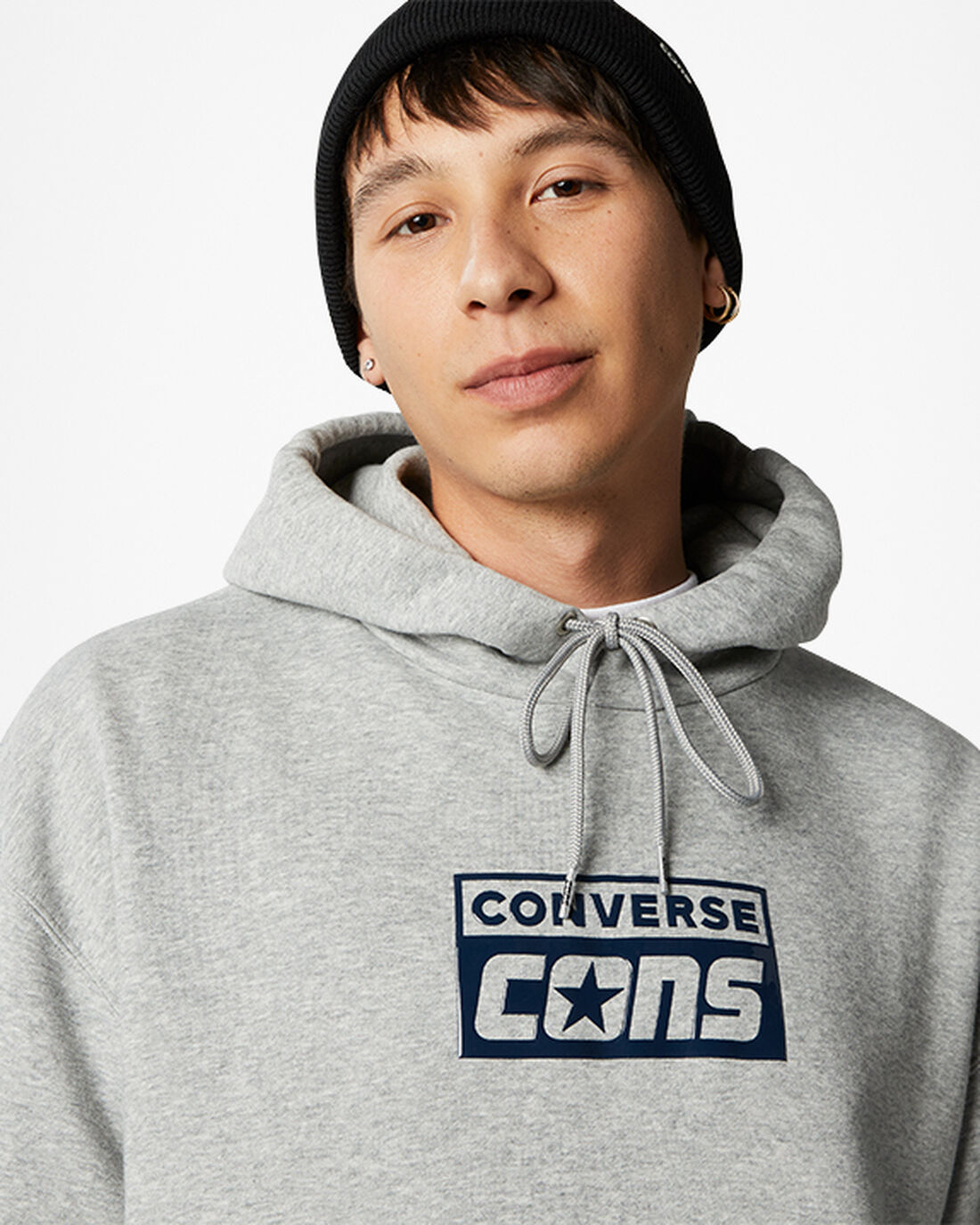 Men's Converse CONS Fleece Pullover Hoodies Grey | Australia-60918