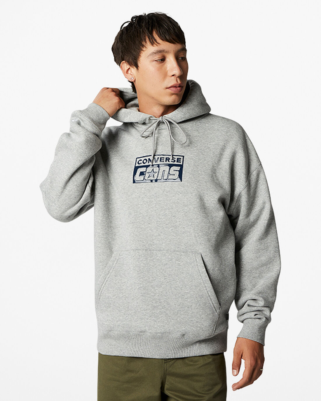 Men\'s Converse CONS Fleece Pullover Hoodies Grey | Australia-60918