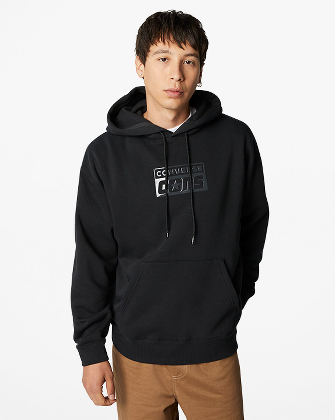 Men\'s Converse CONS Fleece Pullover Hoodies Black | Australia-87624