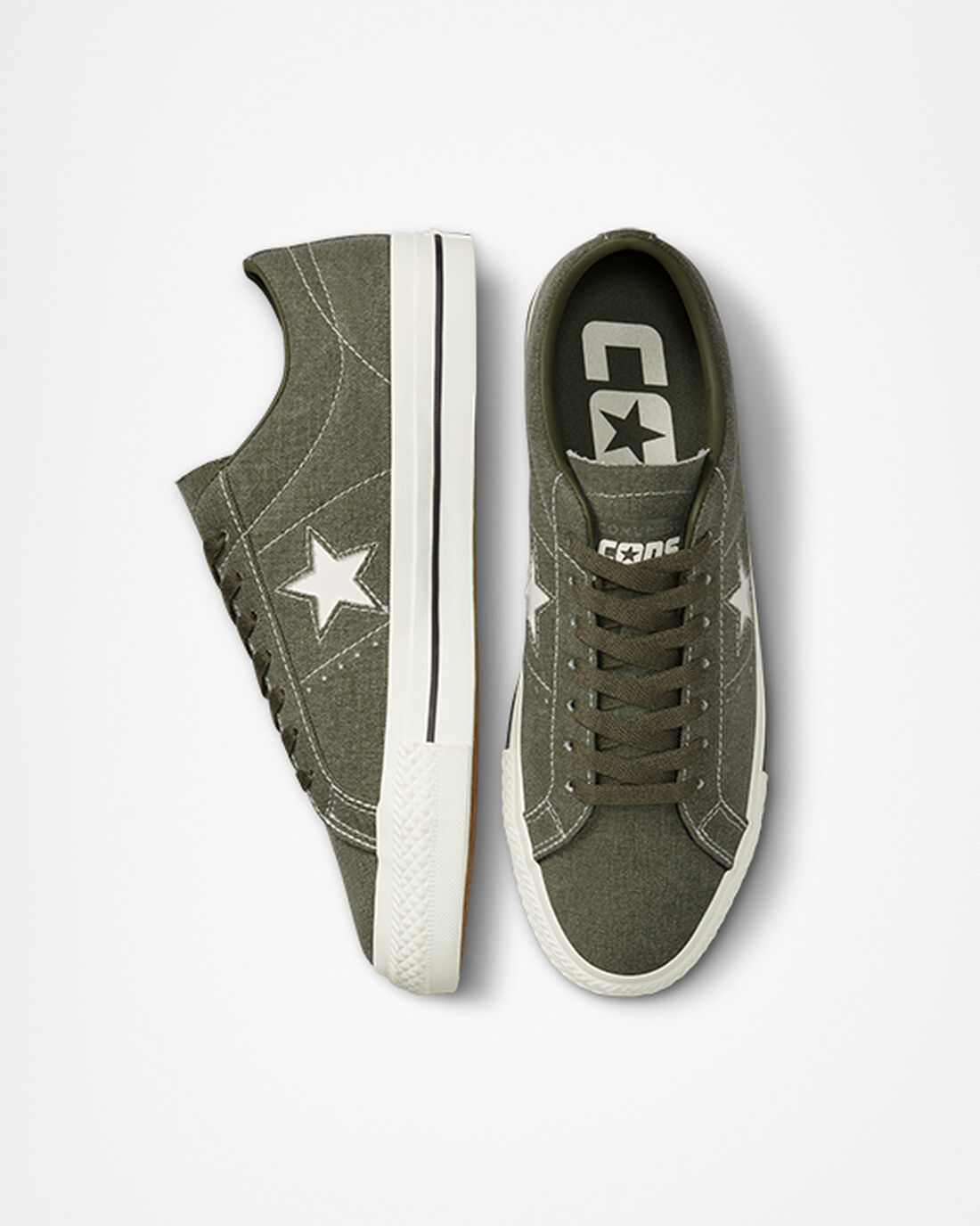 Men's Converse CONS One Star Pro Heavyweight Canvas Skate Shoes Olive/Black | Australia-62791