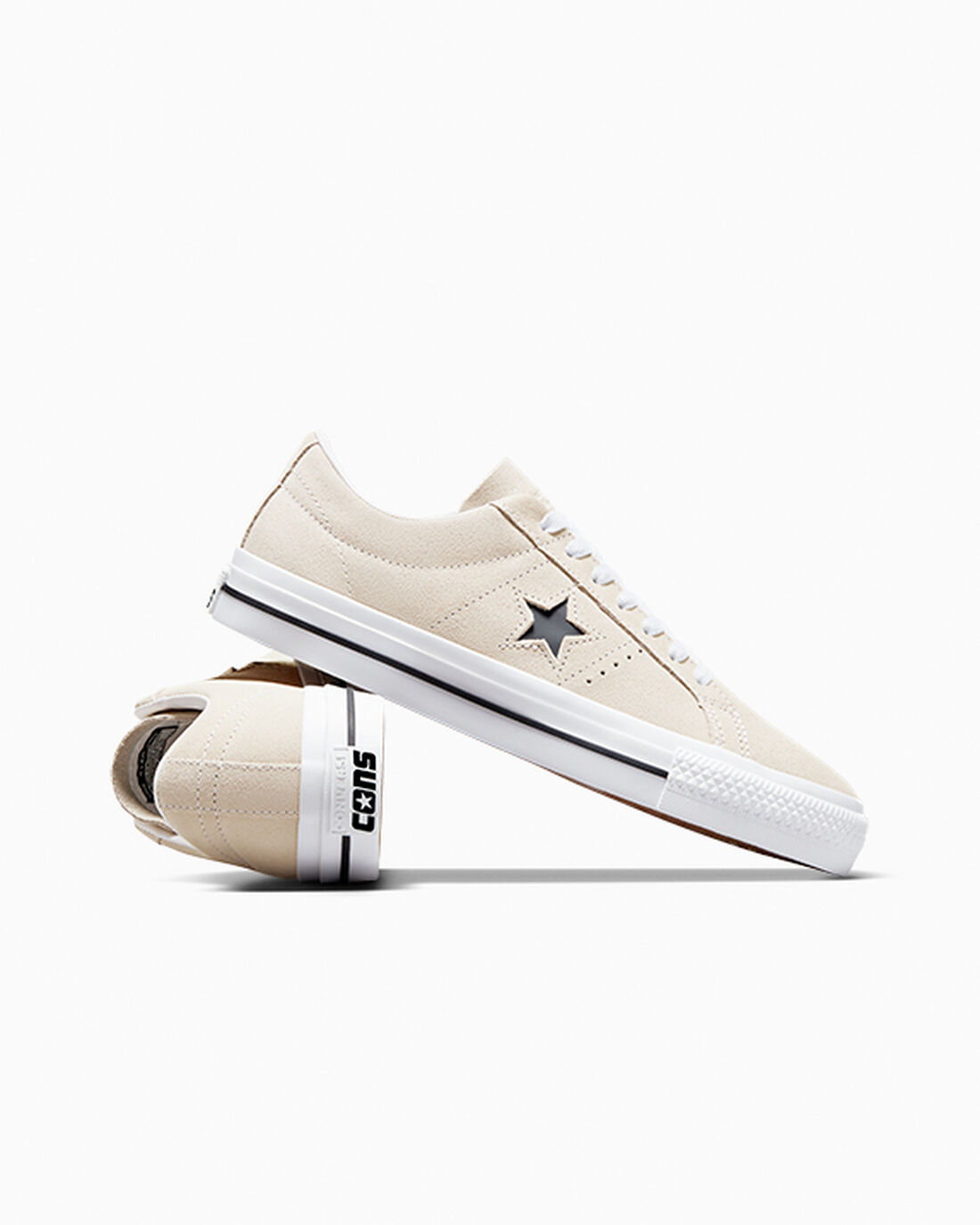 Men's Converse CONS One Star Pro Suede Skate Shoes Beige/White/Black | Australia-04312