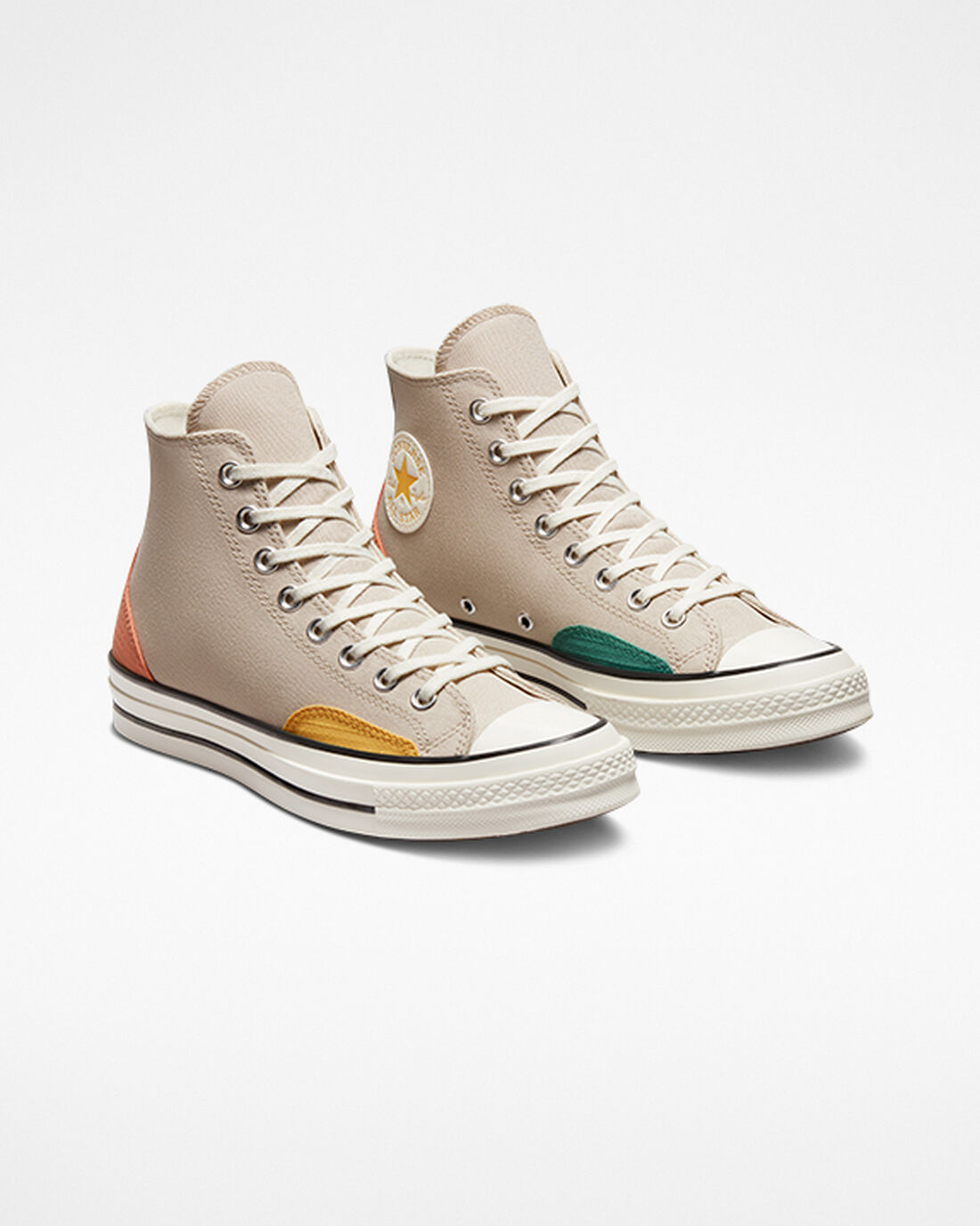 Men's Converse Chuck 70 Color Block High Top Sneakers Beige/Green/Orange | Australia-91876