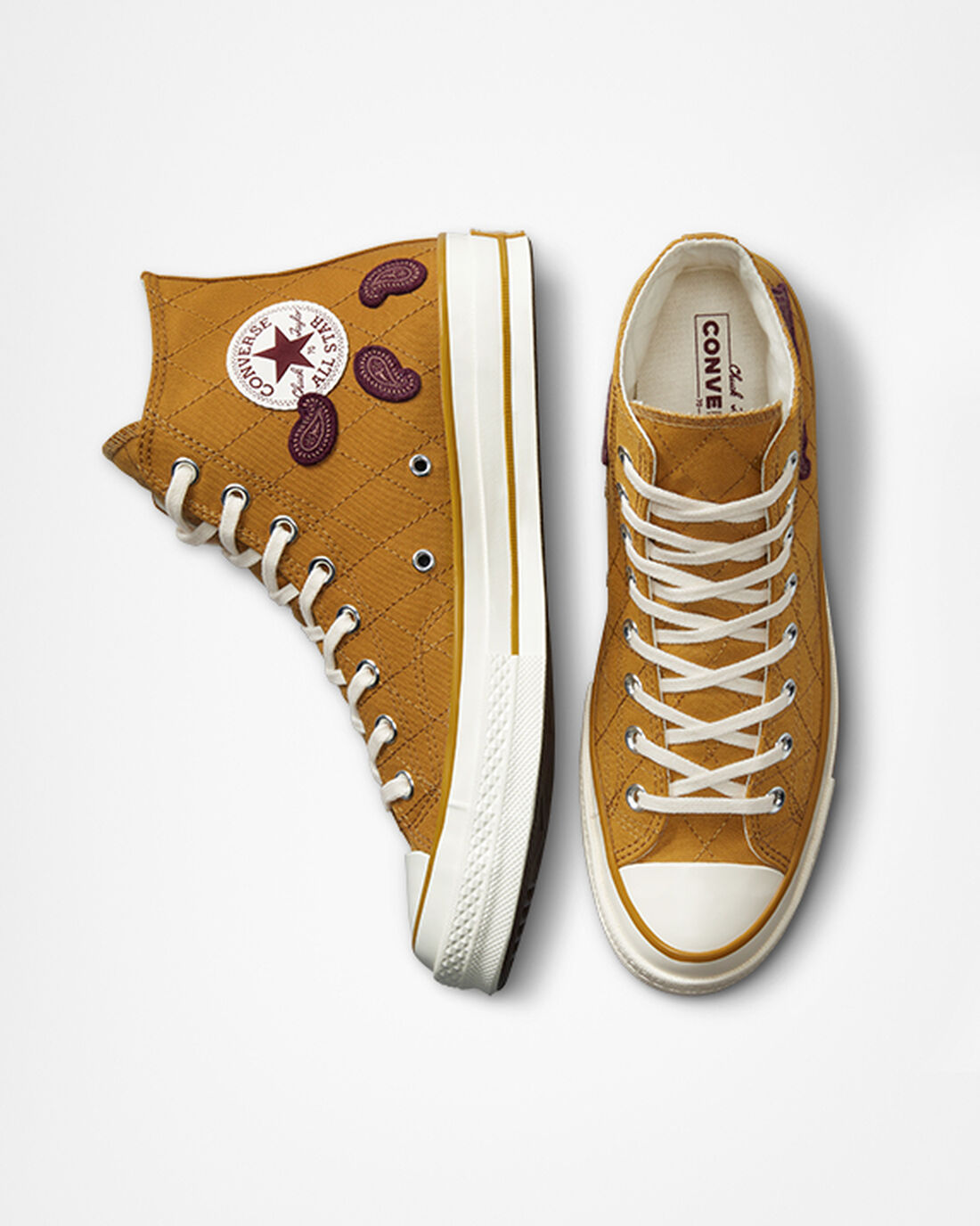 Men's Converse Chuck 70 Crafted Patches High Top Sneakers Orange/Deep Burgundy | Australia-09157