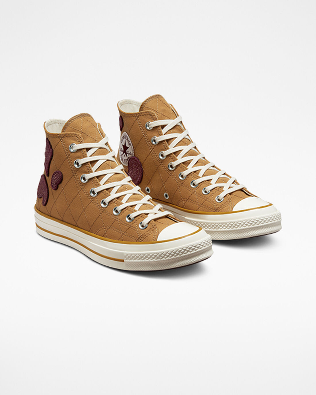 Men's Converse Chuck 70 Crafted Patches High Top Sneakers Orange/Deep Burgundy | Australia-09157