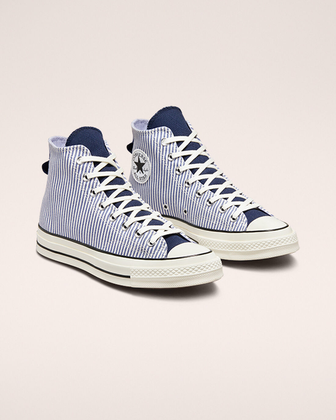 Men's Converse Chuck 70 Crafted Stripe High Top Sneakers Wash Indigo/Black | Australia-92658