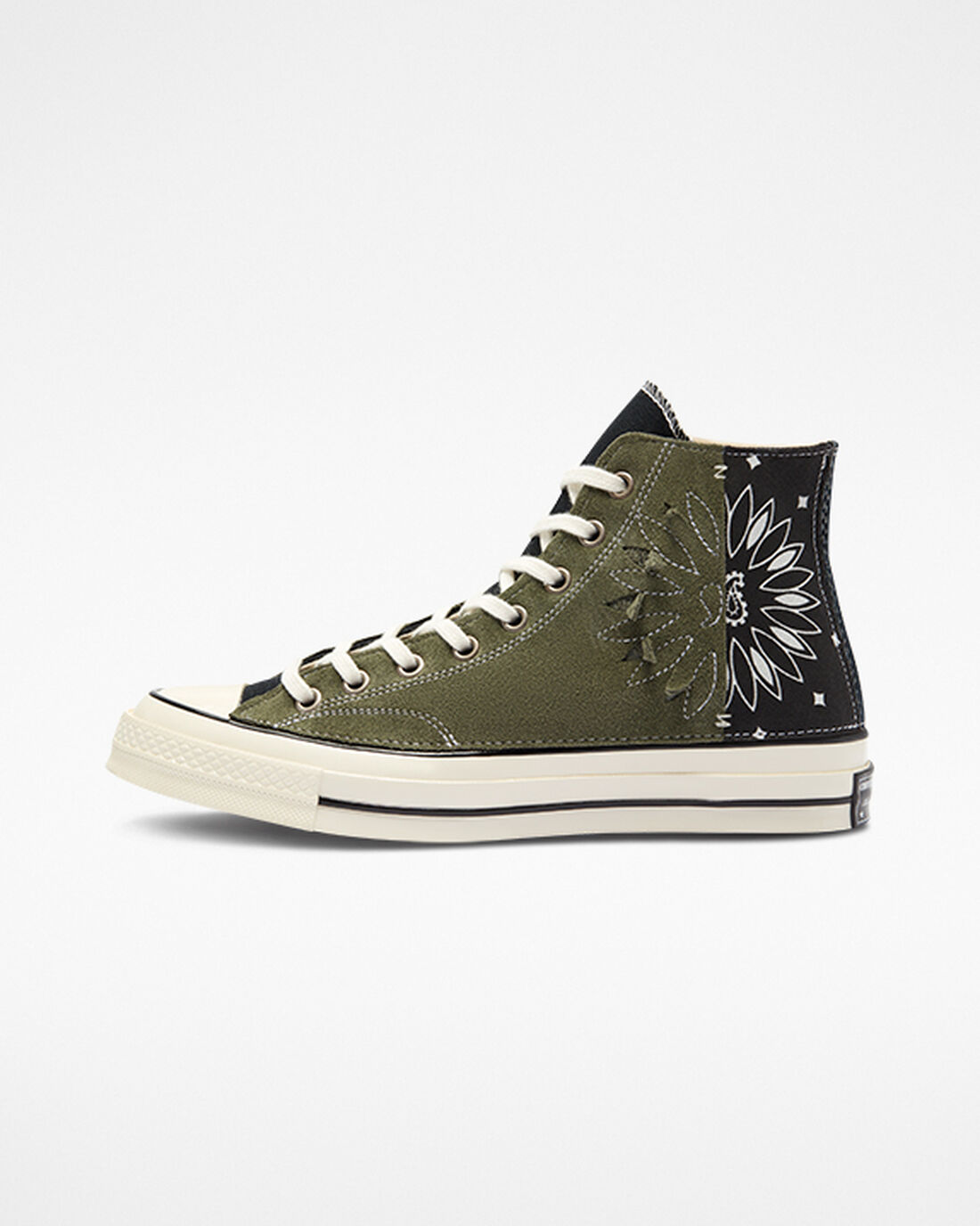 Men's Converse Chuck 70 LTD Paisley Suede High Top Sneakers Black Green | Australia-92164