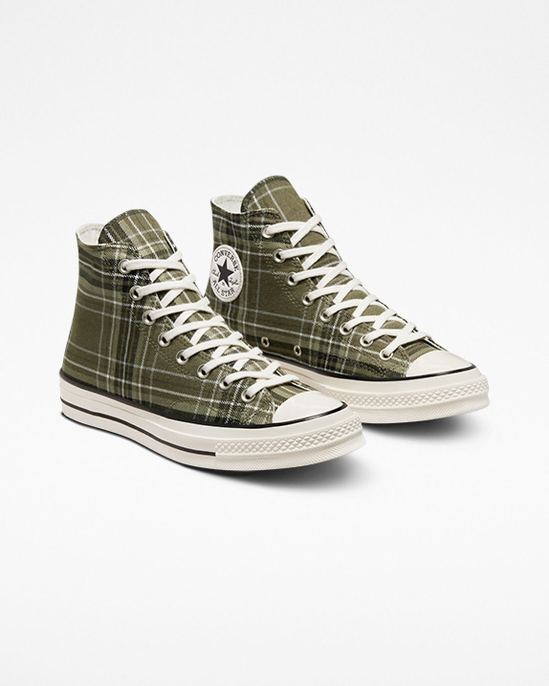 Men's Converse Chuck 70 Tartan High Top Sneakers Olive/Black | Australia-67432