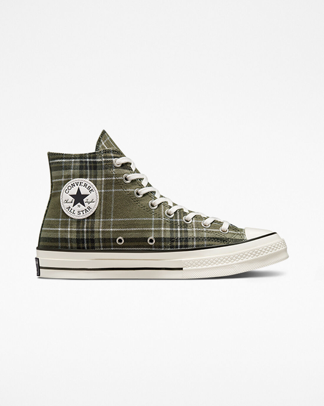 Men\'s Converse Chuck 70 Tartan High Top Sneakers Olive/Black | Australia-67432