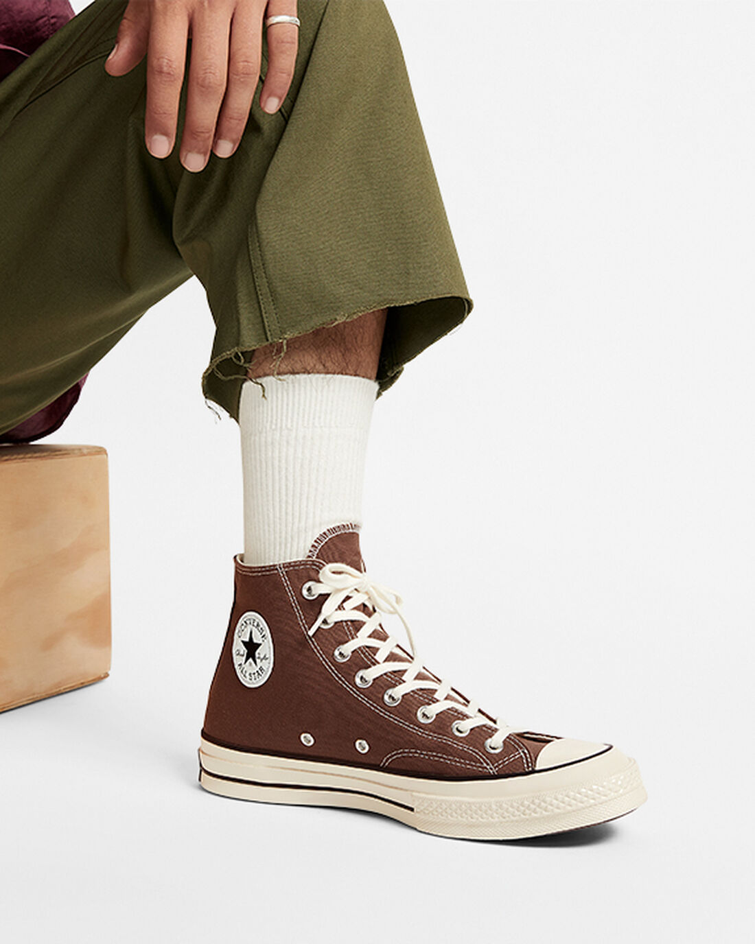 Men's Converse Chuck 70 Vintage Canvas High Top Sneakers Brown/Black | Australia-23746