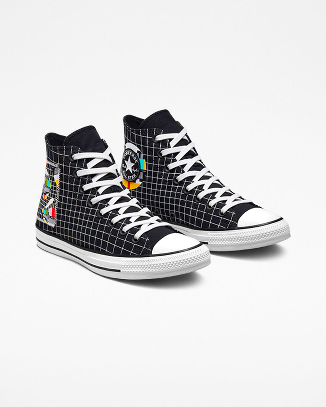 Men's Converse Chuck Taylor All Star Color Grid High Top Sneakers White/Multicolor/Brown | Australia-49703