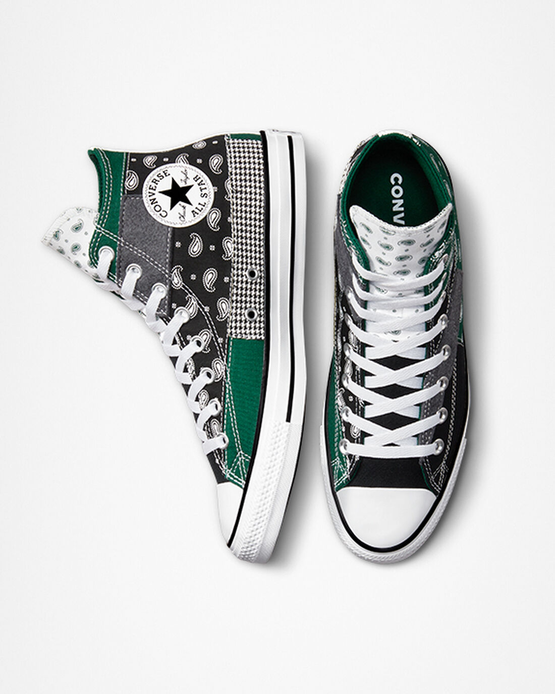 Men's Converse Chuck Taylor All Star Hacked Patterns High Top Sneakers Green/Black/White | Australia-52310