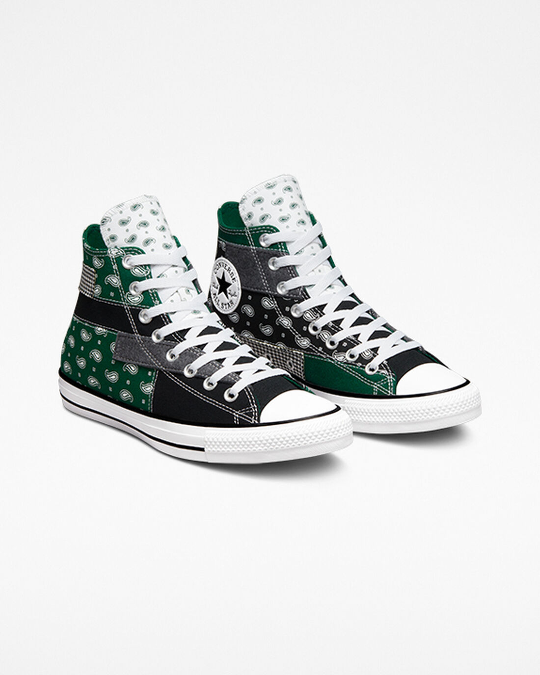 Men's Converse Chuck Taylor All Star Hacked Patterns High Top Sneakers Green/Black/White | Australia-52310