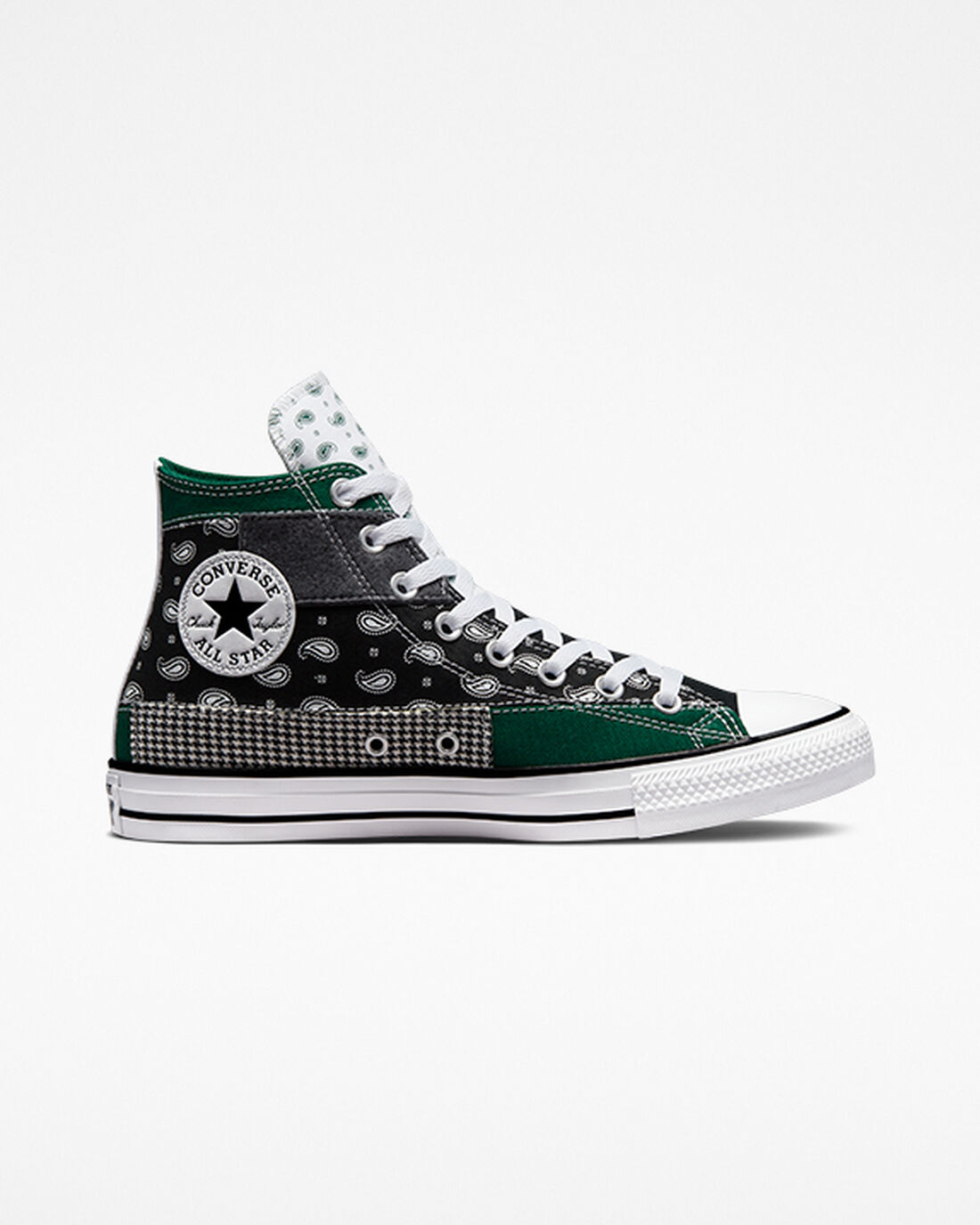 Men\'s Converse Chuck Taylor All Star Hacked Patterns High Top Sneakers Green/Black/White | Australia-52310