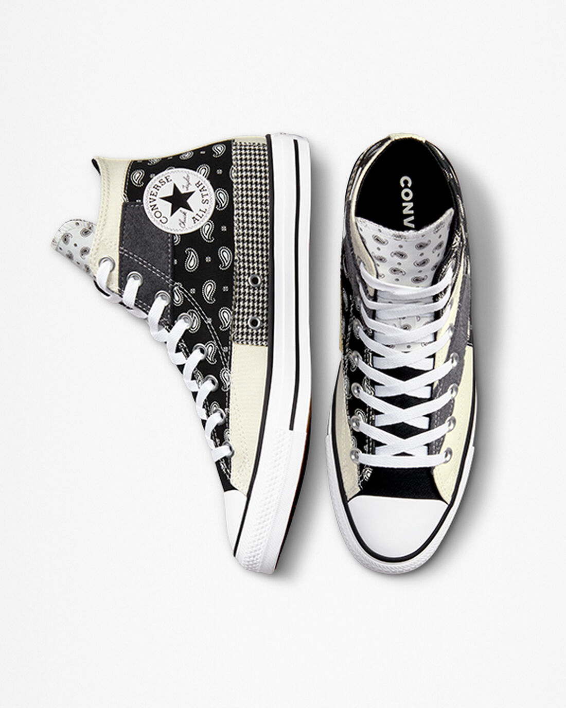 Men's Converse Chuck Taylor All Star Hacked Patterns High Top Sneakers Beige/Black/White | Australia-60785