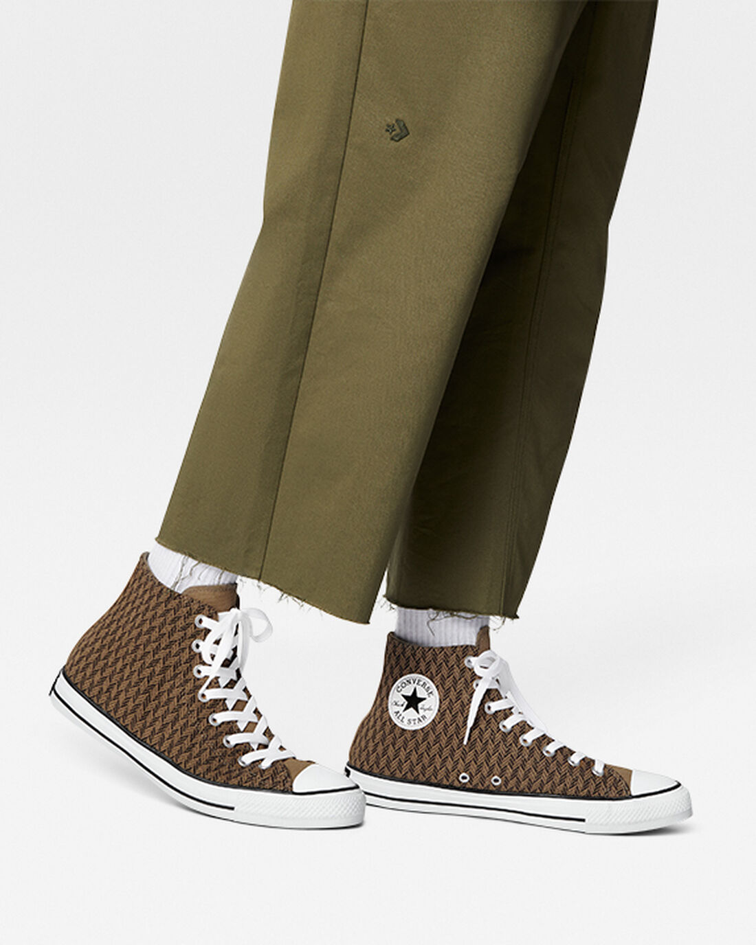 Men's Converse Chuck Taylor All Star Herringbone High Top Sneakers Brown/White | Australia-19276